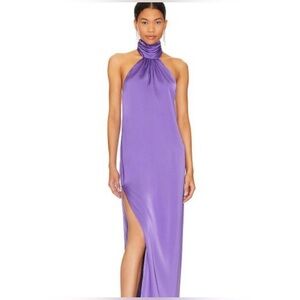 Katy May Sidrit Gown purple halter neck